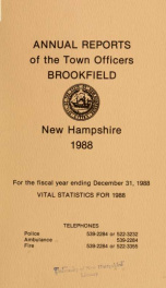 Annual reports of the Town of Brookfield, New Hampshire 1988_cover