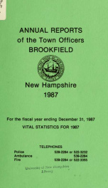 Annual reports of the Town of Brookfield, New Hampshire 1987_cover