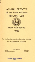 Annual reports of the Town of Brookfield, New Hampshire 1986_cover