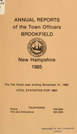 Annual reports of the Town of Brookfield, New Hampshire 1985_cover