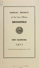 Annual reports of the Town of Brookfield, New Hampshire 1971_cover