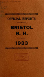 Annual reports for the Town of Bristol, New Hampshire 1933_cover