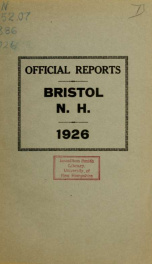 Annual reports for the Town of Bristol, New Hampshire 1926_cover