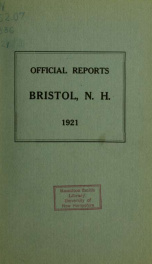 Annual reports for the Town of Bristol, New Hampshire 1921_cover