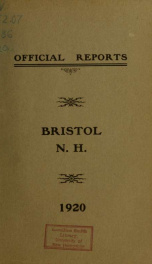 Annual reports for the Town of Bristol, New Hampshire 1920_cover