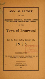 Annual reports of the Town of Brentwood, New Hampshire 1925_cover