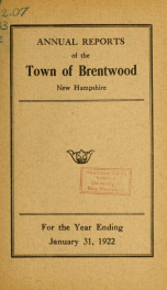 Annual reports of the Town of Brentwood, New Hampshire 1922_cover