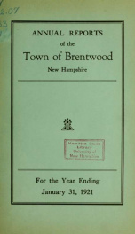 Annual reports of the Town of Brentwood, New Hampshire 1921_cover