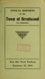 Annual reports of the Town of Brentwood, New Hampshire 1918_cover