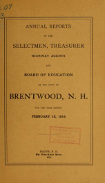 Annual reports of the Town of Brentwood, New Hampshire 1916_cover