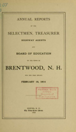 Annual reports of the Town of Brentwood, New Hampshire 1914_cover