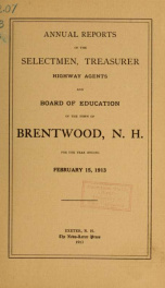 Annual reports of the Town of Brentwood, New Hampshire 1913_cover