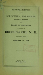 Annual reports of the Town of Brentwood, New Hampshire 1908_cover