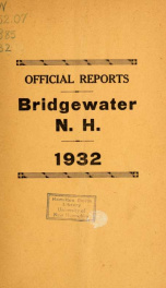 Annual reports, Town of Bridgewater, New Hampshire 1932_cover