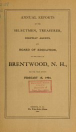 Annual reports of the Town of Brentwood, New Hampshire 1904_cover