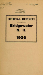 Annual reports, Town of Bridgewater, New Hampshire 1926_cover