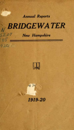 Annual reports, Town of Bridgewater, New Hampshire 1920_cover