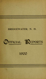 Annual reports, Town of Bridgewater, New Hampshire 1900_cover