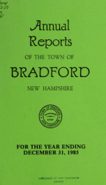 Annual report Town of Bradford, New Hampshire 1985_cover