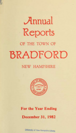 Annual report Town of Bradford, New Hampshire 1982_cover