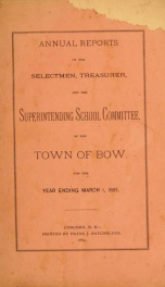 Annual report of the Town of Bow, New Hampshire 1885_cover