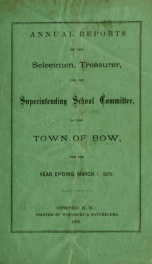 Annual report of the Town of Bow, New Hampshire 1878_cover