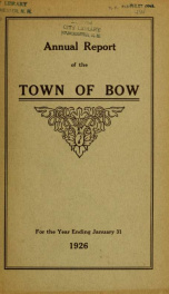 Annual report of the Town of Bow, New Hampshire 1926_cover