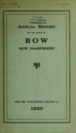 Annual report of the Town of Bow, New Hampshire 1920_cover