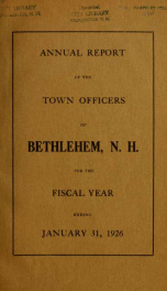 Annual report Town of Bethlehem, New Hampshire 1926_cover