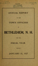 Annual report Town of Bethlehem, New Hampshire 1927_cover