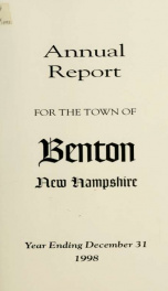 Annual report for the Town of Benton, New Hampshire 1998_cover