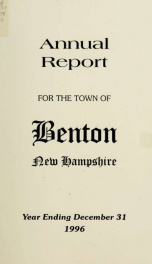 Annual report for the Town of Benton, New Hampshire 1996_cover