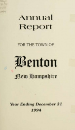 Annual report for the Town of Benton, New Hampshire 1994_cover