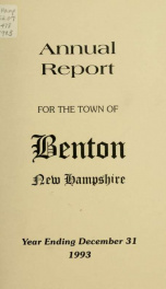 Annual report for the Town of Benton, New Hampshire 1993_cover