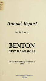 Annual report for the Town of Benton, New Hampshire 1986_cover