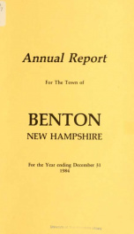 Annual report for the Town of Benton, New Hampshire 1984_cover