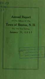 Annual report for the Town of Benton, New Hampshire 1937_cover
