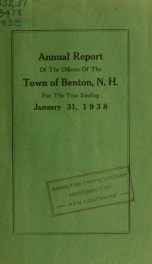 Annual report for the Town of Benton, New Hampshire 1938_cover