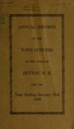 Annual report for the Town of Benton, New Hampshire 1926_cover