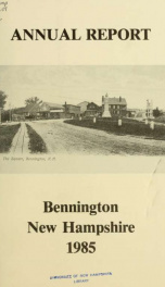 Annual reports of the Town of Bennington, New Hampshire 1985_cover