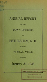 Annual report Town of Bethlehem, New Hampshire 1938_cover