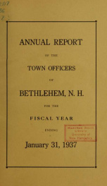 Annual report Town of Bethlehem, New Hampshire 1937_cover