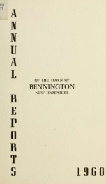 Annual reports of the Town of Bennington, New Hampshire 1968_cover