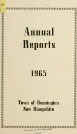 Annual reports of the Town of Bennington, New Hampshire 1965_cover