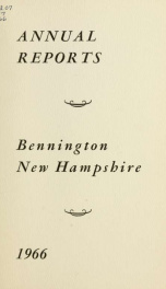 Annual reports of the Town of Bennington, New Hampshire 1966_cover