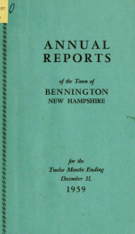 Annual reports of the Town of Bennington, New Hampshire 1959_cover