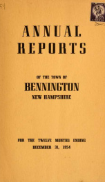 Annual reports of the Town of Bennington, New Hampshire 1954_cover