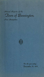 Annual reports of the Town of Bennington, New Hampshire 1951_cover