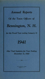 Annual reports of the Town of Bennington, New Hampshire 1941_cover