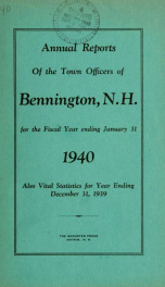 Annual reports of the Town of Bennington, New Hampshire 1940_cover